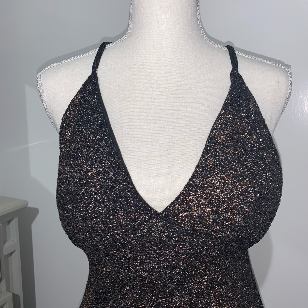 Black rose gold shiny dress